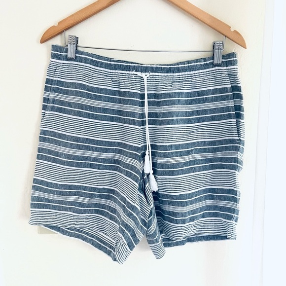 J Jill Oversized Linen Striped Beach Shorts Size Small - Picture 1 of 6